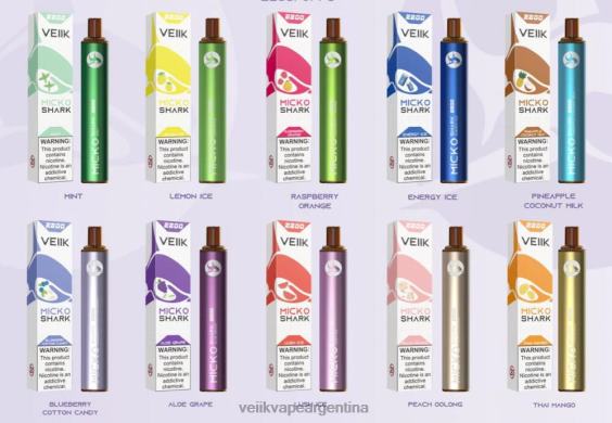 VEIIK Argentina 0ZL0253 múltiples sabores | VEIIK Micko Shark Bolígrafo vape desechable de 2200 inhalaciones, 10 unidades